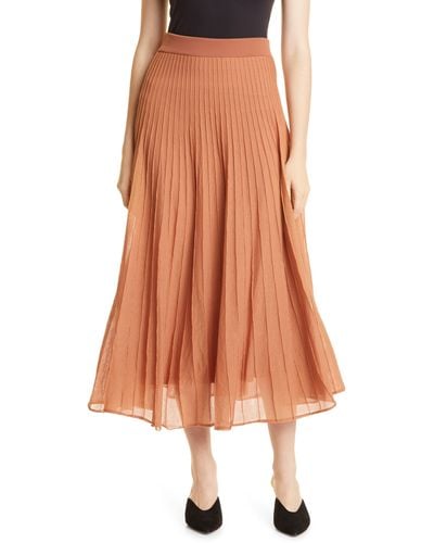 Rebecca Taylor Textured Cotton Blend Midi Skirt - Orange