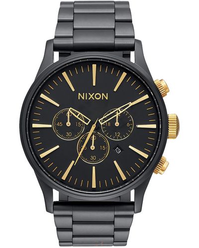 Nixon Sentry Chronograph Bracelet Watch - Black
