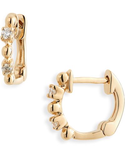 Dana Rebecca Poppy Rae Alternating Pebble & Diamond huggie Hoop Earrings - Metallic