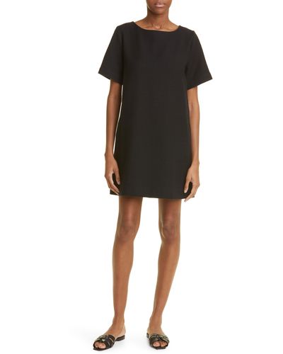 Lisa Marie Fernandez Short Sleeve Tweed Shift Dress - Black