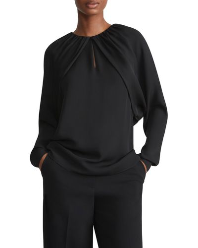 Lafayette 148 New York Bolero Sleeve Silk Top - Black