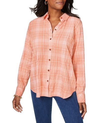 Foxcroft Rhea Plaid Easy Care Button-up Shirt - Orange