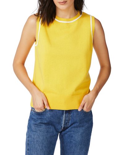 Court & Rowe Tipped Cotton & Silk Sleeveless Sweater - Yellow