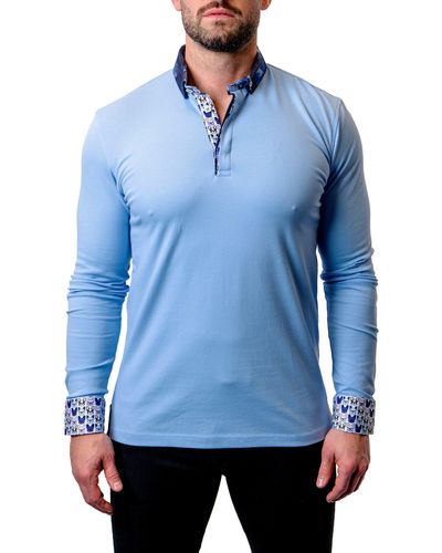 Maceoo Newton Baby Long Sleeve Polo At Nordstrom - Blue