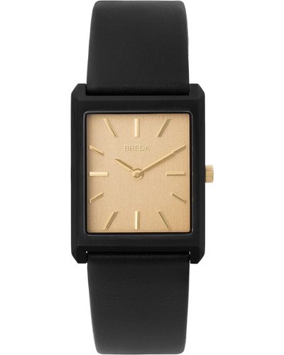 Breda Virgil Leather Strap Watch - Black