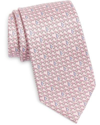 Zegna Seagull Print Silk Tie - Pink