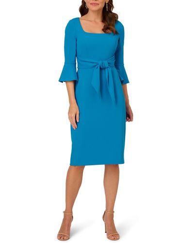 Adrianna Papell Tie Front Sheath Dress - Blue