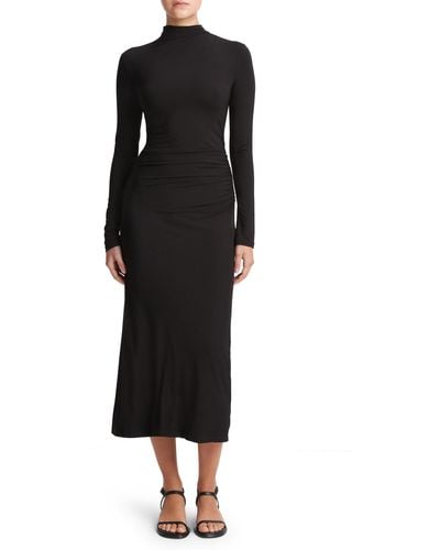 Vince Long Sleeve Silk Knit Midi Dress - Black