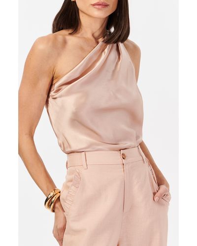 Cami NYC One-shoulder Stretch Silk Bodysuit - Pink