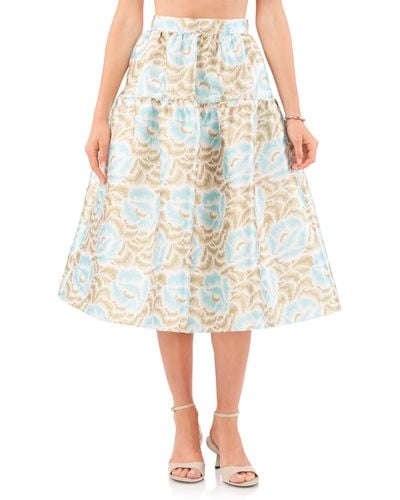 1.STATE Print Tiered A-line Skirt - Multicolor