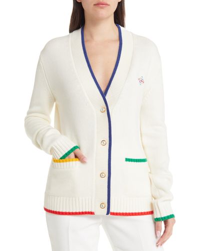 Casablancabrand Merino Wool & Cashmere Cardigan - White