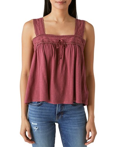red by BKE Metallic Lace Trim Tank Top - Women's Tank Tops in Agave Green