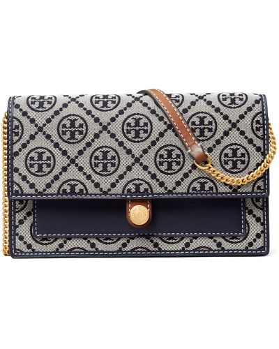 Tory Burch T Monogram Wallet On A Chain - Gray