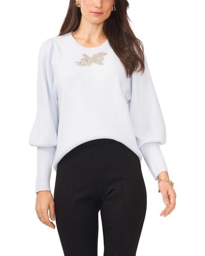 Chaus Cozy Balloon Sleeve Sweater - White