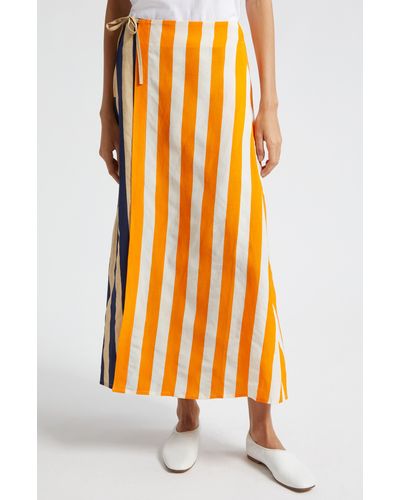 Marimekko Kahlaus Merirosvo Mixed Stripe Wrap Skirt - Orange