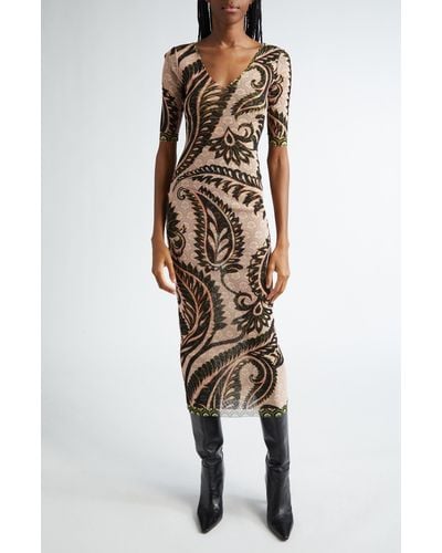 Etro Layered Print Tulle Dress - Natural