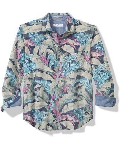Tommy Bahama Coastline Cord Leaf Print Cotton Corduroy Button-up Shirt - Blue