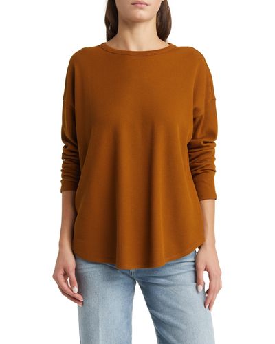 Treasure & Bond Oversize Organic Cotton Blend Thermal Knit Top in