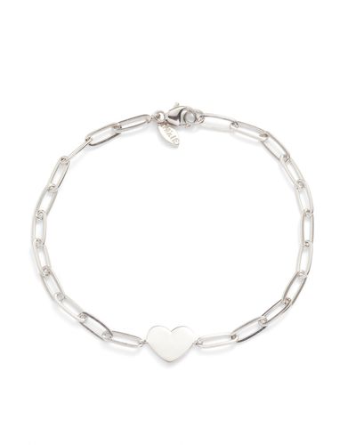 Anzie Amour Engravable Heart Pendant Bracelet - White