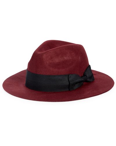 Nordstrom Short Brim Wool Panama Hat - Red