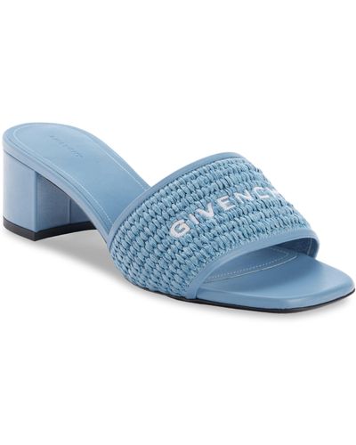 Givenchy Logo Raffia Slide Sandal - Blue