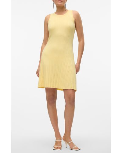 Vero Moda Stephanie Rib Sleeveless Minidress - Yellow