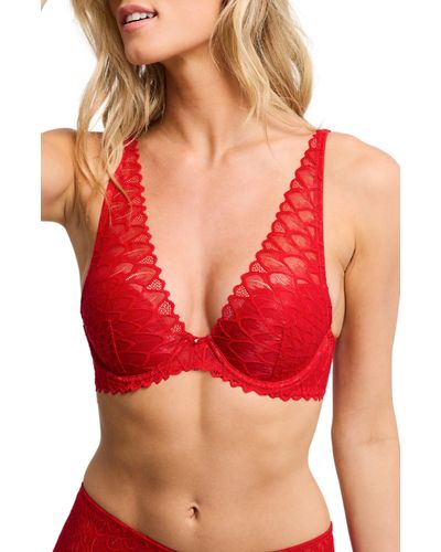 Montelle Intimates Lacey Mystique Lace Underwire Bra - Red