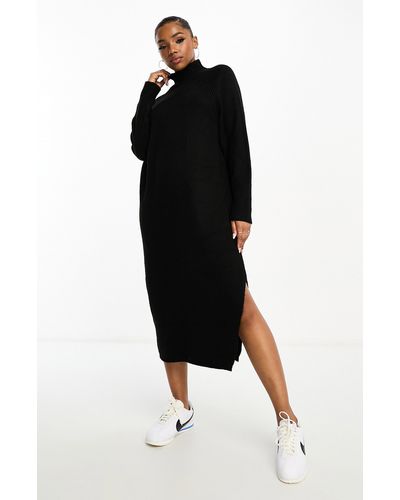 ASOS Oversize Mock Neck Midi Sweater Dress - Black