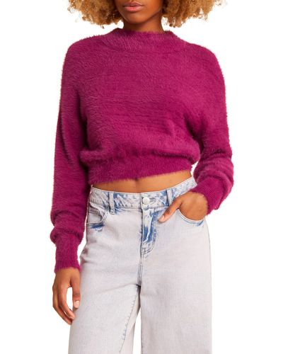 BP. Cozy Mock Neck Crop Sweater - Red