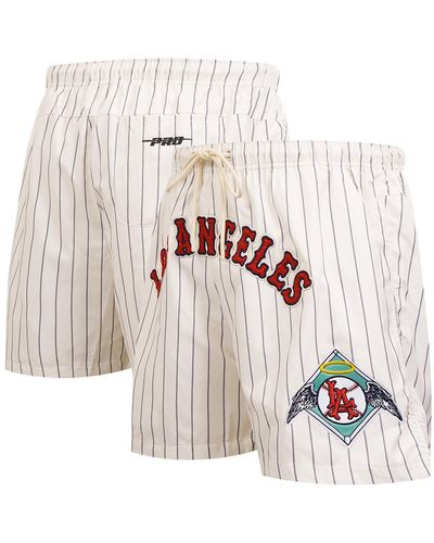 Pro Standard Los Angeles Angels Pinstripe Retro Classic Woven Shorts At Nordstrom - White