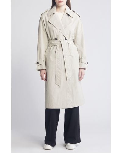 BCBGMAXAZRIA Double Breasted Packable Trench Coat - White