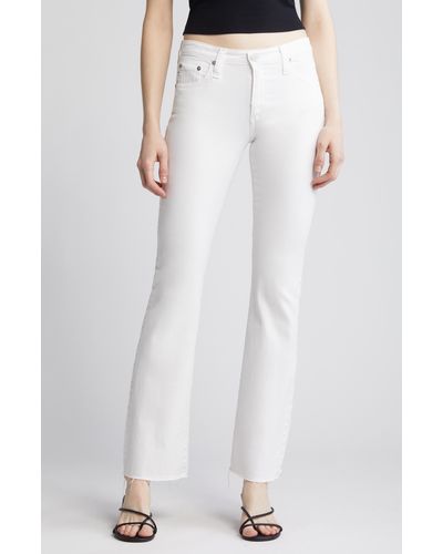 AG Jeans Angel Raw Hem Mid Rise Bootcut Jeans - White