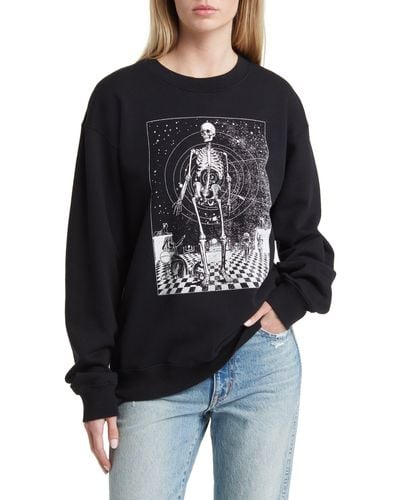 GOLDEN HOUR Skeleton Space Time Graphic Sweatshirt - Black