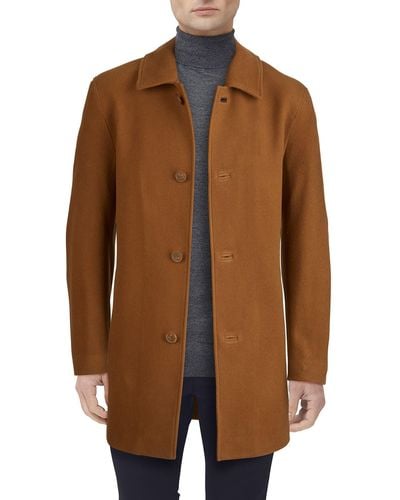 Cole Haan Wool Blend Overcoat - Brown
