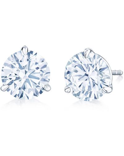 Kwiat Round Diamond & Platinum Stud Earrings - 3.01ct. - Blue
