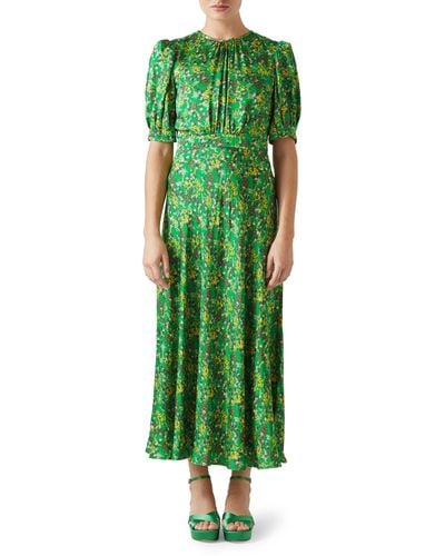 LK Bennett Jem Floral Puff Sleeve Maxi Dress - Green