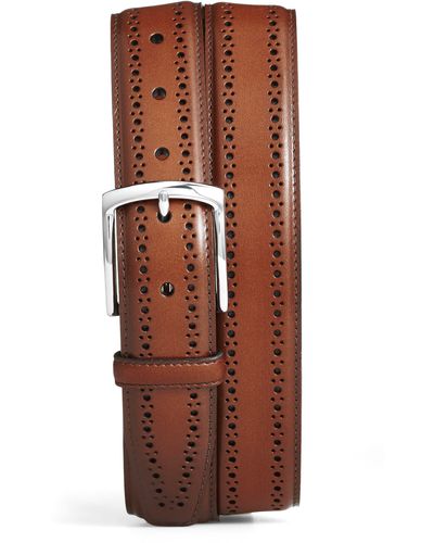 Allen Edmonds Manistee Brogue Leather Belt - Brown