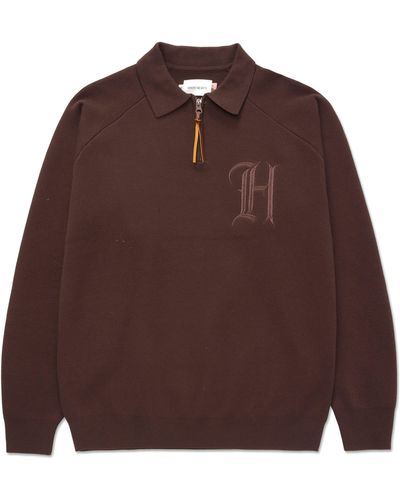 Honor The Gift Monogram Quarter Zip Cotton Pullover - Brown