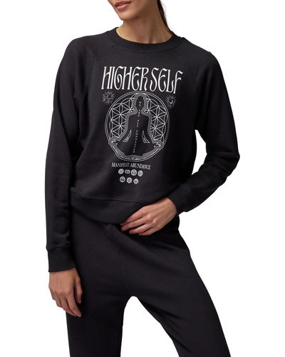 Spiritual Gangster Higher Self Long Sleeve Cotton & Modal Graphic Sweatshirt - Black