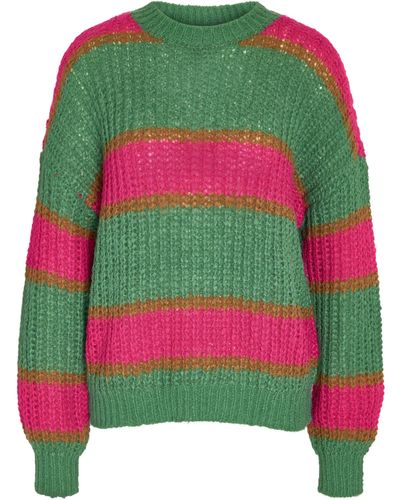 Noisy May color block sweater in orange & pink