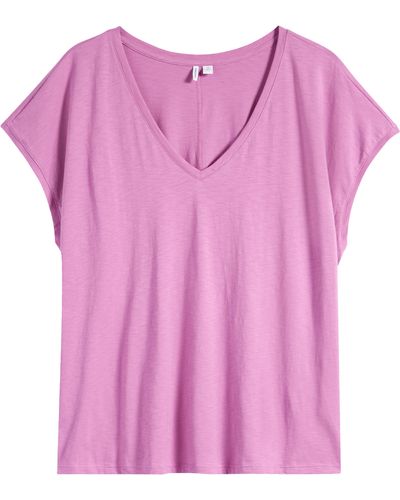 Nordstrom V-neck Pima Cotton Slub T-shirt - Pink