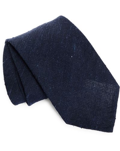 Thom Sweeney Silk & Linen Knit Tie - Blue
