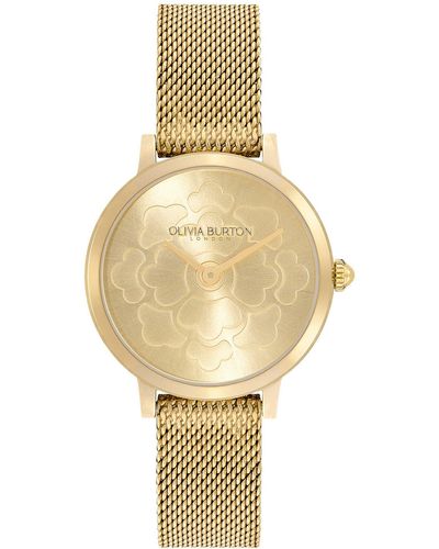 Olivia Burton Signature Floral Mesh Strap Watch - Metallic