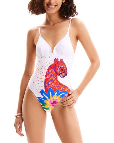 Desigual Panther One-piece Swimsuit - Red
