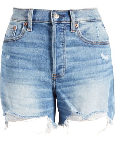 DAZE Bottom Line Distressed Denim Shorts - Blue