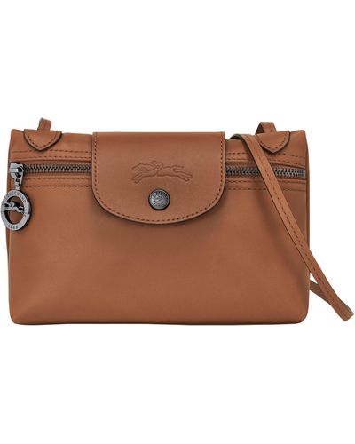 Longchamp Extra Small Le Pliage Leather Crossbody Bag - Brown