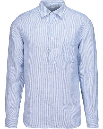 Swims Amalfi Stripe Linen Popover Shirt - Blue