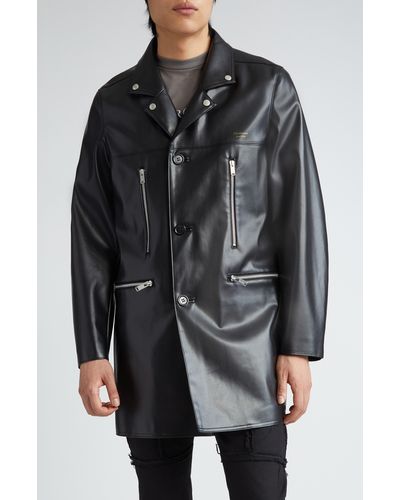 Undercover Longline Faux Leather Moto Jacket - Black