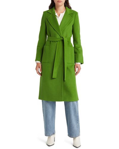 Sam Edelman Wool Blend Wrap Coat - Green