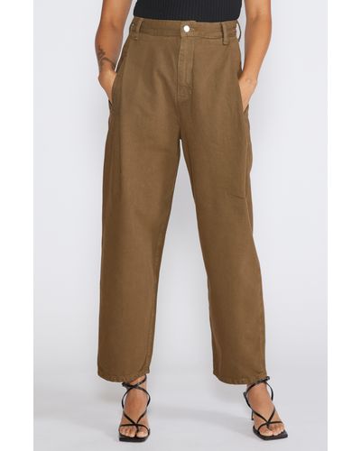 eTica Ética Rose Pleated Relaxed Straight Leg Pants - Brown